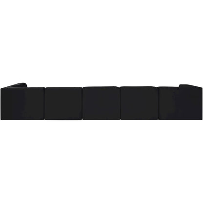 Rummi Black Velvet Performance Fabric Upholstered 6pc. Modular Sectional