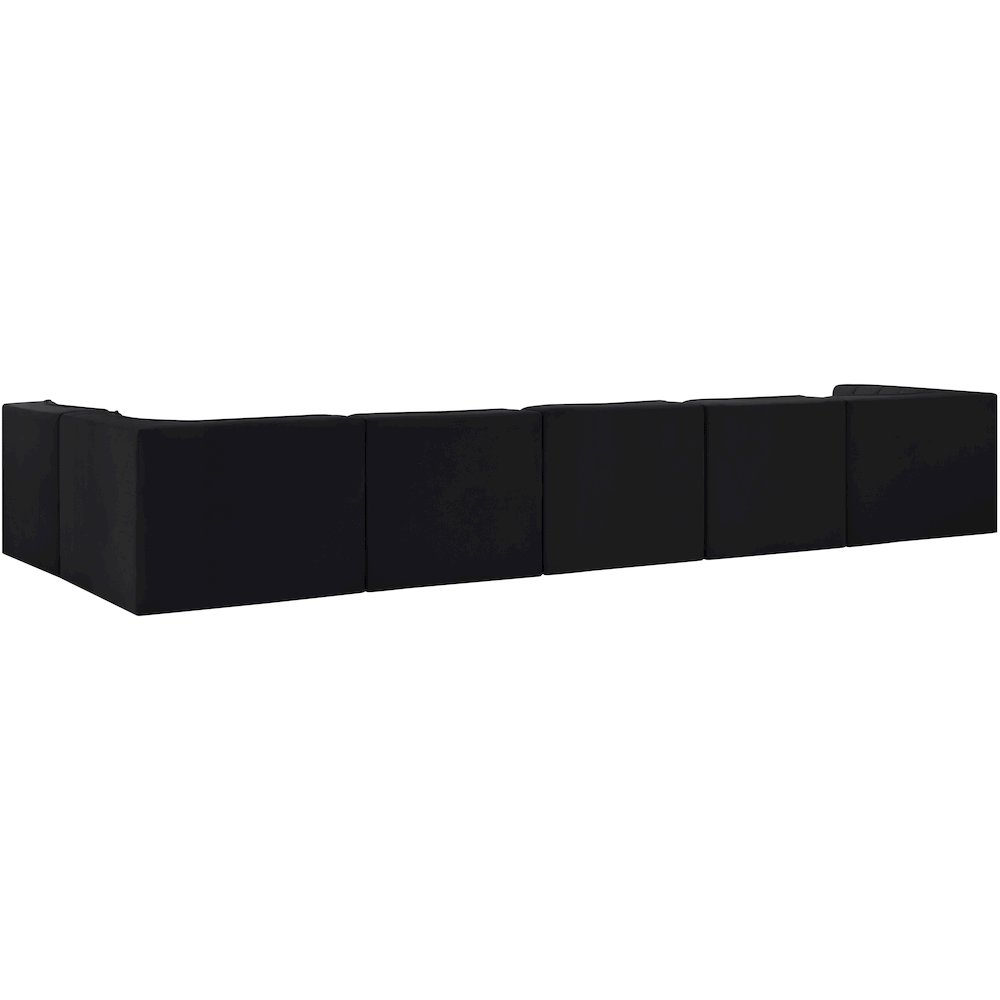 Rummi Black Velvet Performance Fabric Upholstered 6pc. Modular Sectional