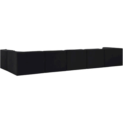 Rummi Black Velvet Performance Fabric Upholstered 6pc. Modular Sectional