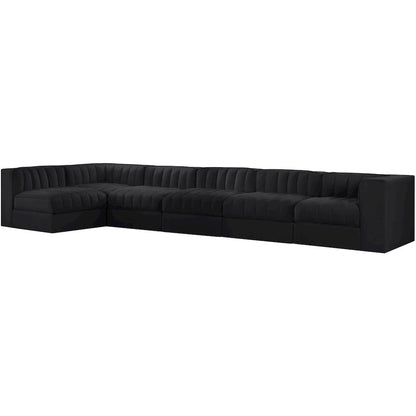 Rummi Black Velvet Performance Fabric Upholstered 6pc. Modular Sectional