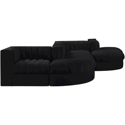 Rummi Black Velvet Performance Fabric Upholstered 6pc. Modular Sectional
