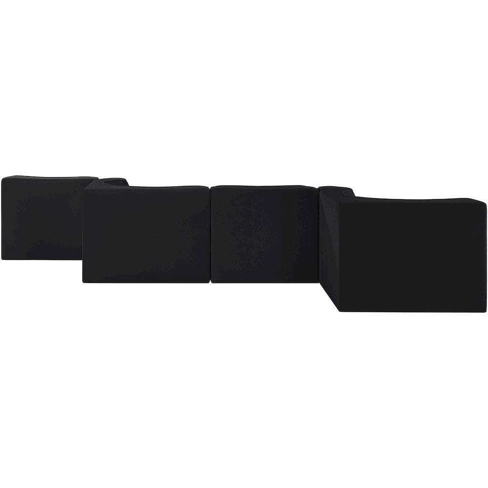 Rummi Black Velvet Performance Fabric Upholstered 6pc. Modular Sectional