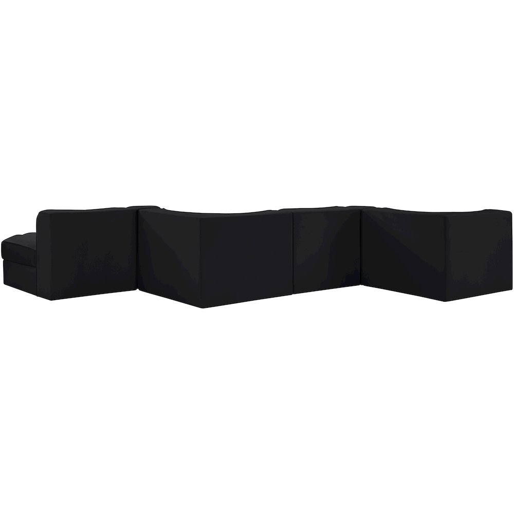 Rummi Black Velvet Performance Fabric Upholstered 6pc. Modular Sectional
