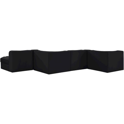 Rummi Black Velvet Performance Fabric Upholstered 6pc. Modular Sectional