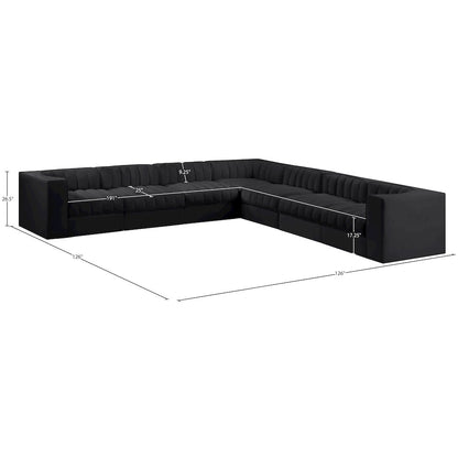 Rummi Black Velvet Performance Fabric Upholstered 7pc. Modular Sectional