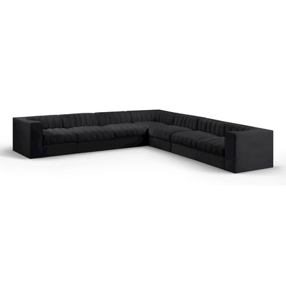 Rummi Black Velvet Performance Fabric Upholstered 7pc. Modular Sectional