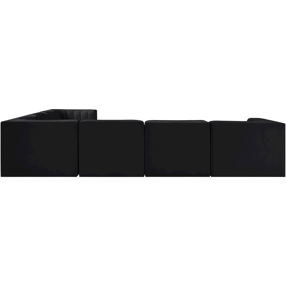 Rummi Black Velvet Performance Fabric Upholstered 7pc. Modular Sectional