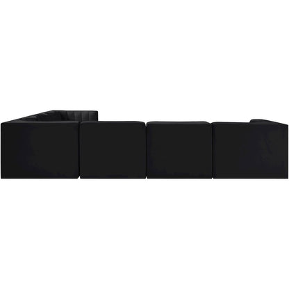 Rummi Black Velvet Performance Fabric Upholstered 7pc. Modular Sectional