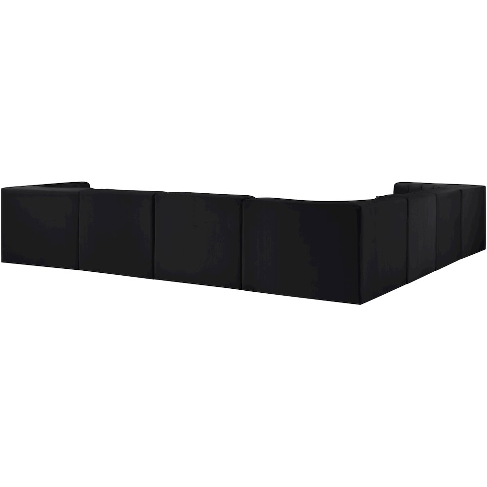 Rummi Black Velvet Performance Fabric Upholstered 7pc. Modular Sectional