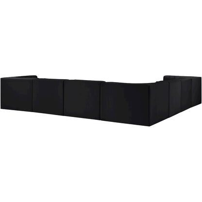 Rummi Black Velvet Performance Fabric Upholstered 7pc. Modular Sectional
