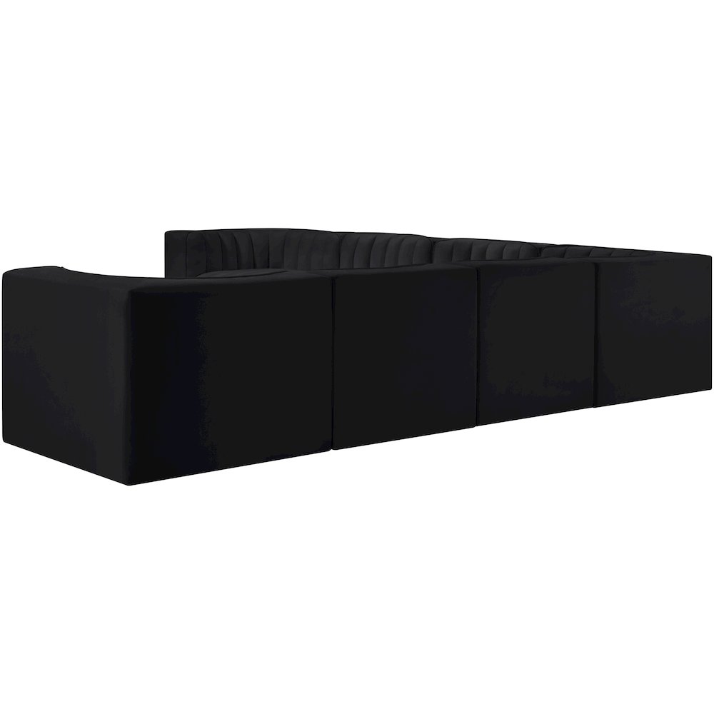 Rummi Black Velvet Performance Fabric Upholstered 7pc. Modular Sectional