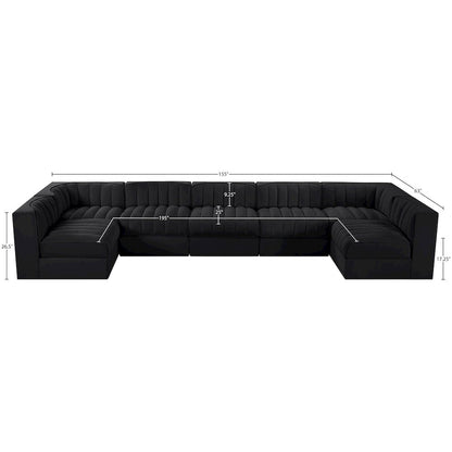 Rummi Black Velvet Performance Fabric Upholstered 7pc. Modular Sectional