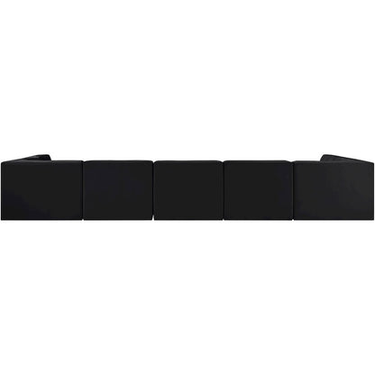 Rummi Black Velvet Performance Fabric Upholstered 7pc. Modular Sectional