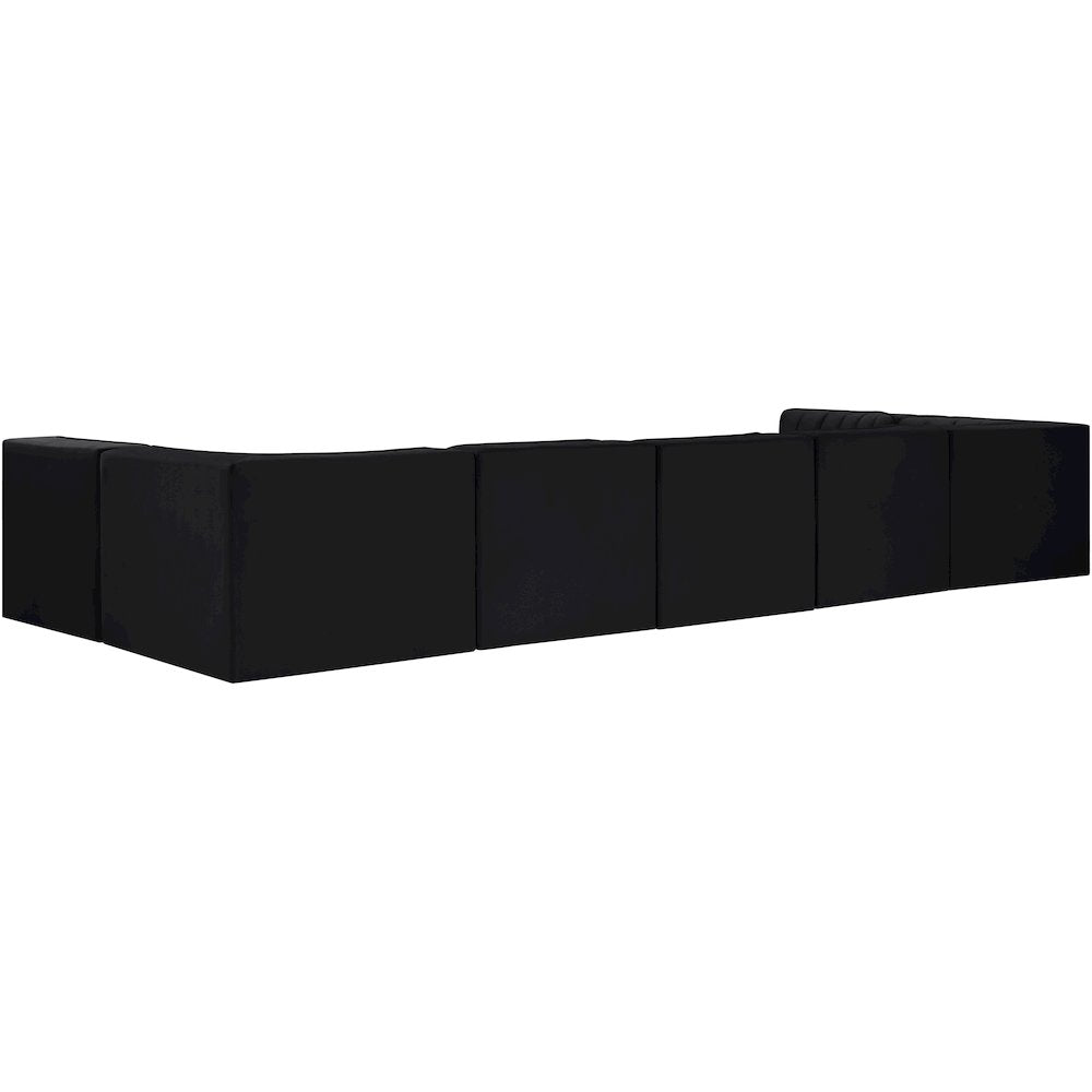 Rummi Black Velvet Performance Fabric Upholstered 7pc. Modular Sectional