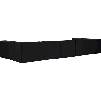 Rummi Black Velvet Performance Fabric Upholstered 7pc. Modular Sectional