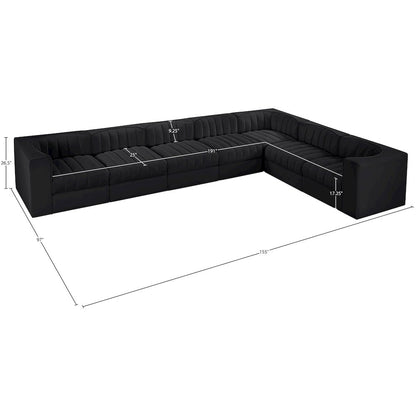 Rummi Black Velvet Performance Fabric Upholstered 7pc. Modular Sectional