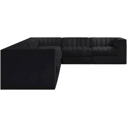 Rummi Black Velvet Performance Fabric Upholstered 7pc. Modular Sectional