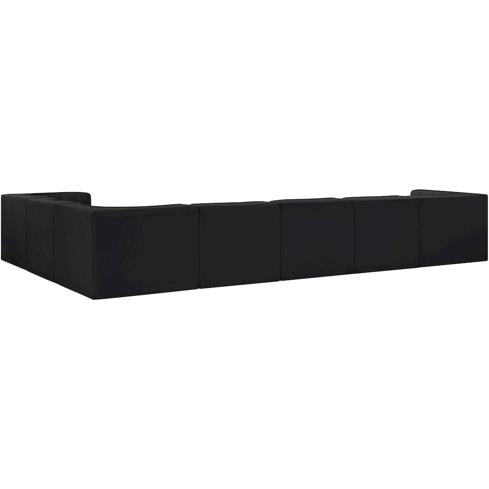 Rummi Black Velvet Performance Fabric Upholstered 7pc. Modular Sectional
