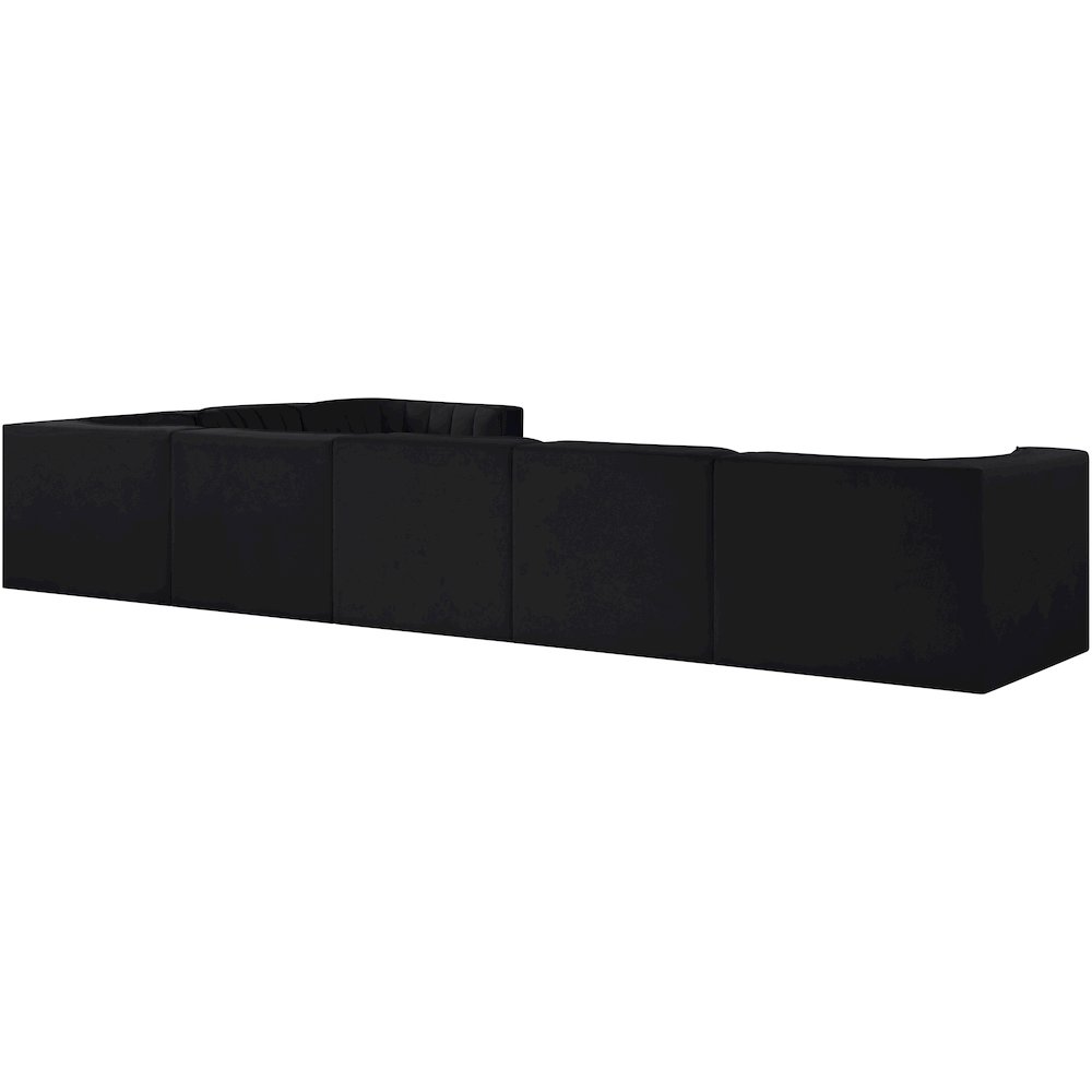 Rummi Black Velvet Performance Fabric Upholstered 7pc. Modular Sectional