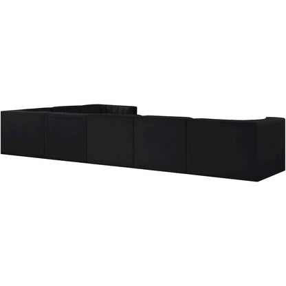 Rummi Black Velvet Performance Fabric Upholstered 7pc. Modular Sectional