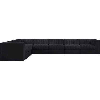 Rummi Black Velvet Performance Fabric Upholstered 7pc. Modular Sectional