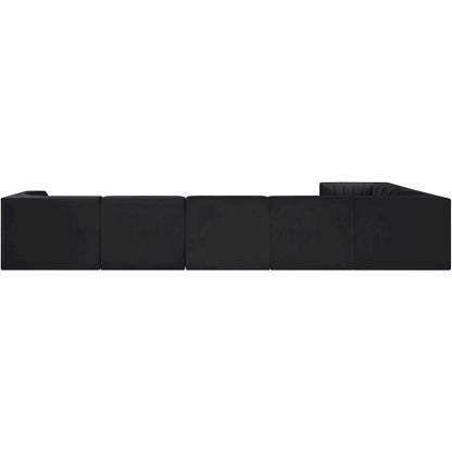 Rummi Black Velvet Performance Fabric Upholstered 7pc. Modular Sectional
