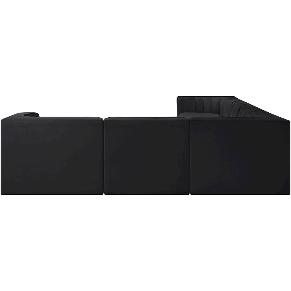 Rummi Black Velvet Performance Fabric Upholstered 7pc. Modular Sectional
