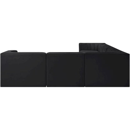 Rummi Black Velvet Performance Fabric Upholstered 7pc. Modular Sectional