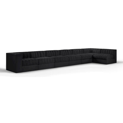 Rummi Black Velvet Performance Fabric Upholstered 7pc. Modular Sectional