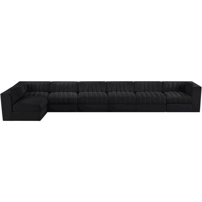 Rummi Black Velvet Performance Fabric Upholstered 7pc. Modular Sectional