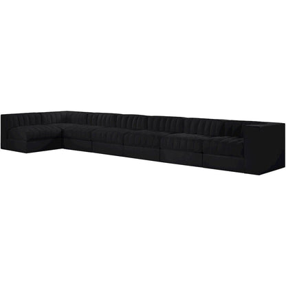 Rummi Black Velvet Performance Fabric Upholstered 7pc. Modular Sectional