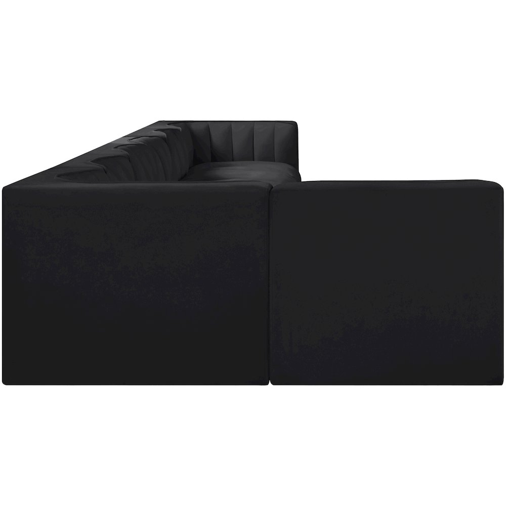Rummi Black Velvet Performance Fabric Upholstered 7pc. Modular Sectional