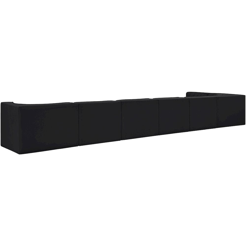 Rummi Black Velvet Performance Fabric Upholstered 7pc. Modular Sectional