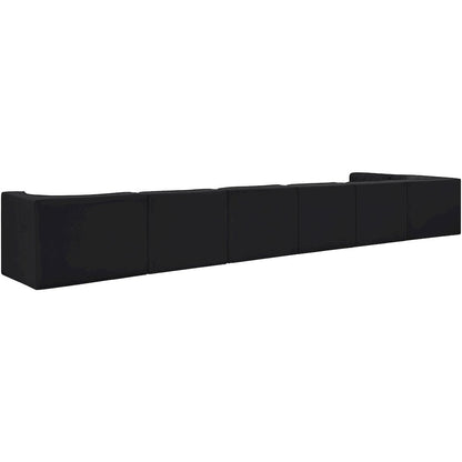 Rummi Black Velvet Performance Fabric Upholstered 7pc. Modular Sectional
