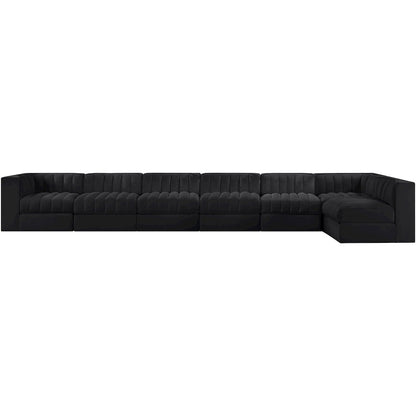 Rummi Black Velvet Performance Fabric Upholstered 7pc. Modular Sectional