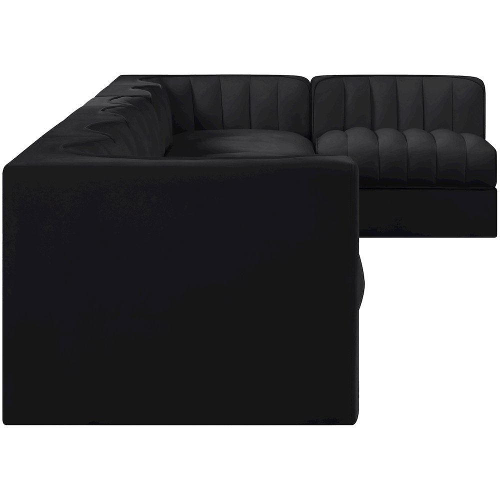 Rummi Black Velvet Performance Fabric Upholstered 7pc. Modular Sectional
