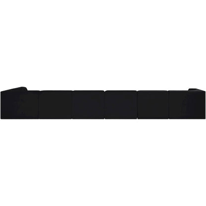Rummi Black Velvet Performance Fabric Upholstered 7pc. Modular Sectional