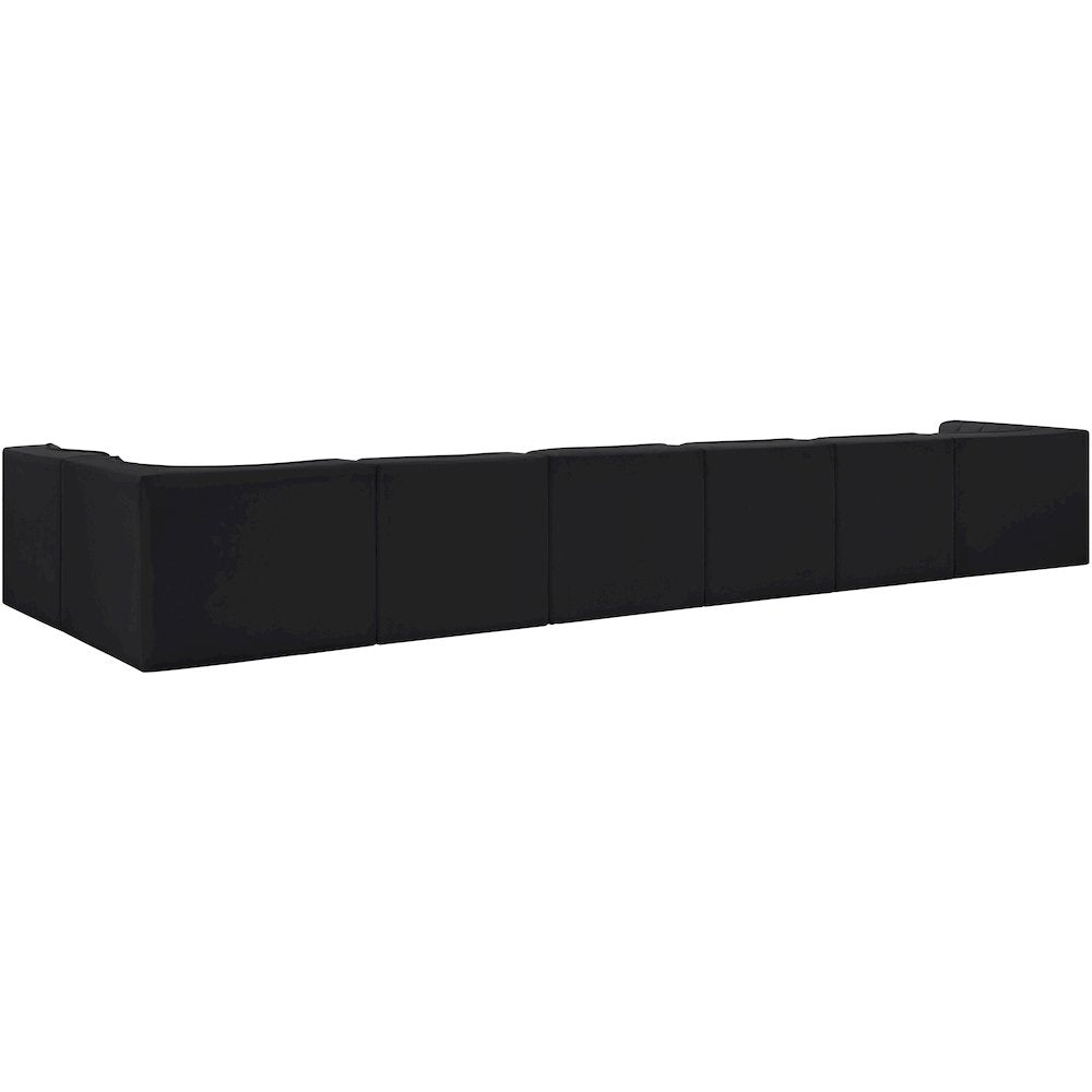 Rummi Black Velvet Performance Fabric Upholstered 7pc. Modular Sectional