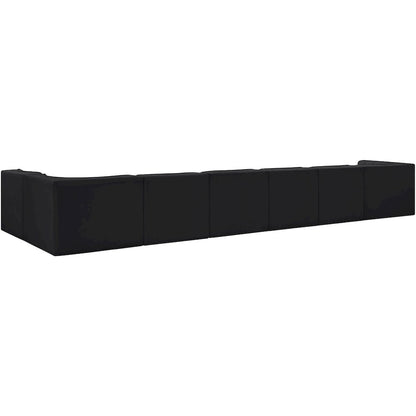 Rummi Black Velvet Performance Fabric Upholstered 7pc. Modular Sectional
