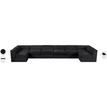 Rummi Black Velvet Performance Fabric Upholstered 8pc. Modular Sectional