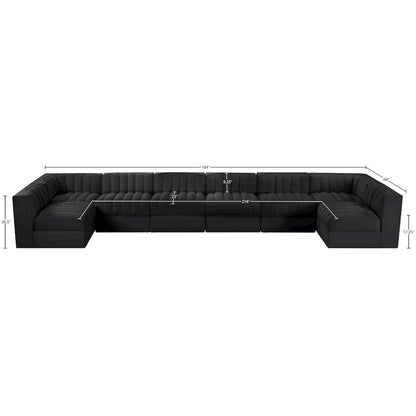 Rummi Black Velvet Performance Fabric Upholstered 8pc. Modular Sectional