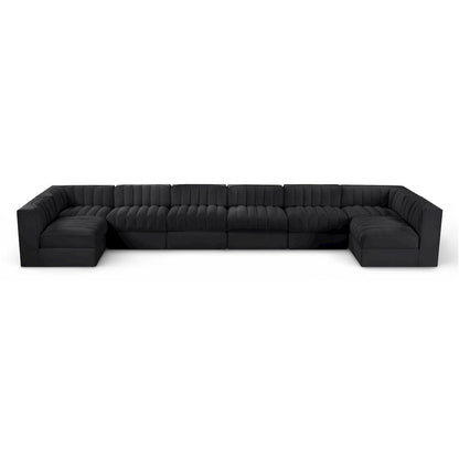 Rummi Black Velvet Performance Fabric Upholstered 8pc. Modular Sectional