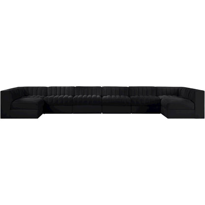 Rummi Black Velvet Performance Fabric Upholstered 8pc. Modular Sectional