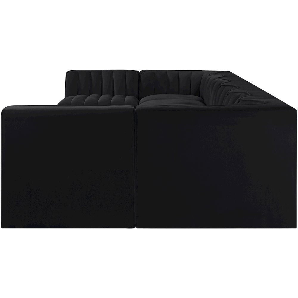 Rummi Black Velvet Performance Fabric Upholstered 8pc. Modular Sectional