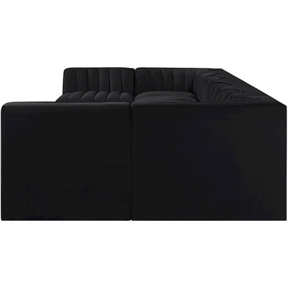 Rummi Black Velvet Performance Fabric Upholstered 8pc. Modular Sectional