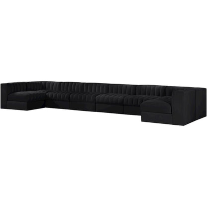 Rummi Black Velvet Performance Fabric Upholstered 8pc. Modular Sectional