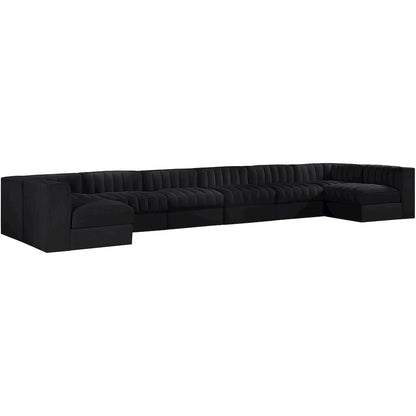 Rummi Black Velvet Performance Fabric Upholstered 8pc. Modular Sectional