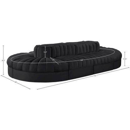 Rummi Black Velvet Performance Fabric Upholstered 8pc. Modular Sectional