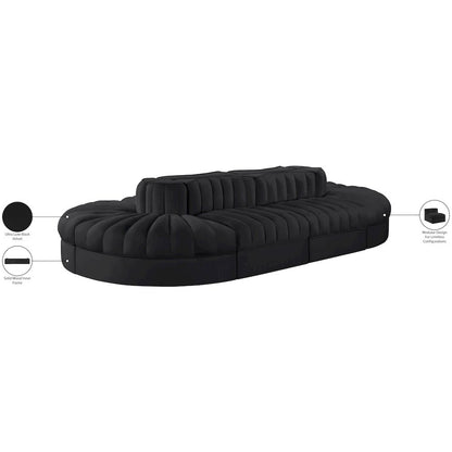 Rummi Black Velvet Performance Fabric Upholstered 8pc. Modular Sectional