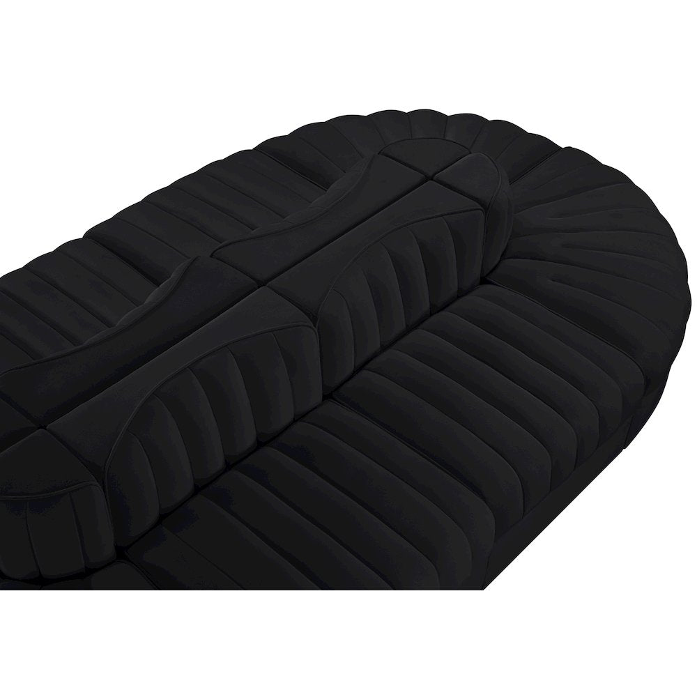 Rummi Black Velvet Performance Fabric Upholstered 8pc. Modular Sectional